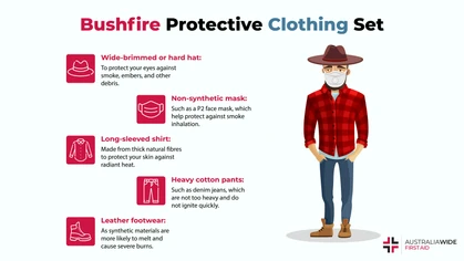 Readying protective clothing is essential for bushfire season, especially if you choose to defend your home. Protective clothing can reduce your risk of injury from radiant heat, embers, and other debris in the air. 