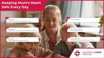 Heart attacks occur when the heart muscle does not get enough blood, which causes it to die. Unbeknownst to many, women and mums are often struck down by heart attacks. It is important to know the symptoms, so that you can keep your mum safe. 