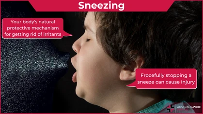 Sneezing expels foreign particles from your nasal passages.